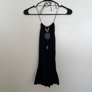 Black Beaded Halter Top Size Small